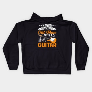 Never underestimate an old man with a GUITAR Kids Hoodie